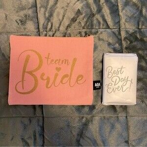 Team Bride Pink & Gold Makeup Bag